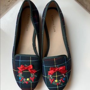 Charter Club Christmas Navy plaid shoes